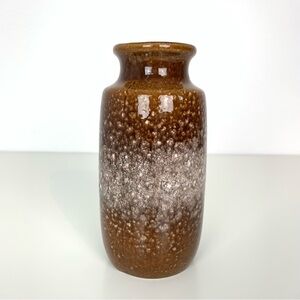West Germany Vase Brown Beige Speckled Stamped 213-20 MCM Vtg German Pottery